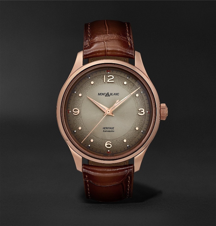 Photo: MONTBLANC - Heritage Automatic 40mm 18-Karat Rose Gold and Alligator Watch, Ref. No. 119946 - Brown