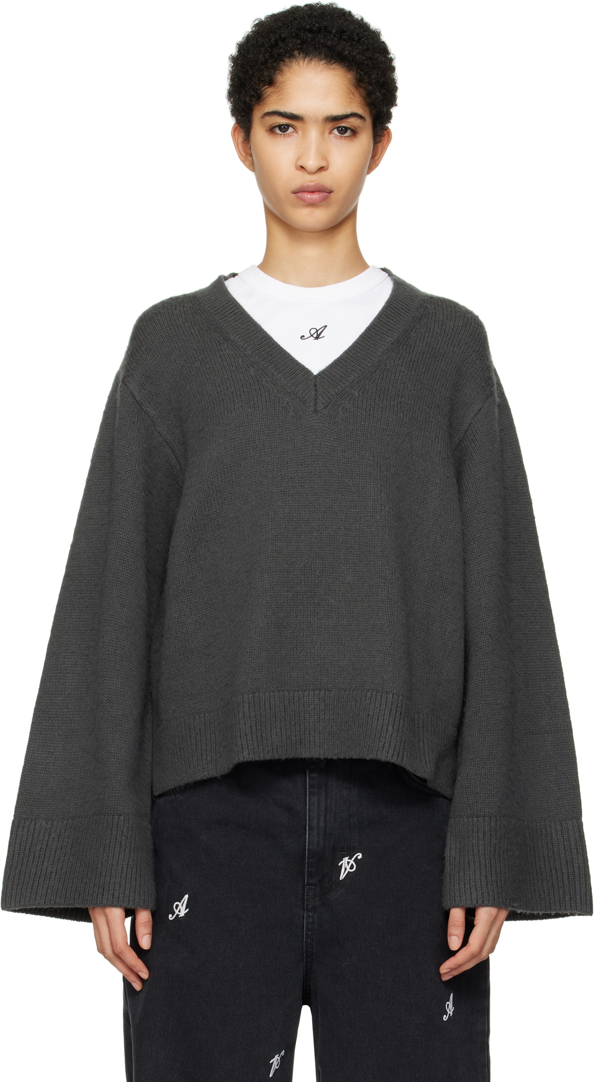 Axel Arigato Gray Rain V-Neck Sweater