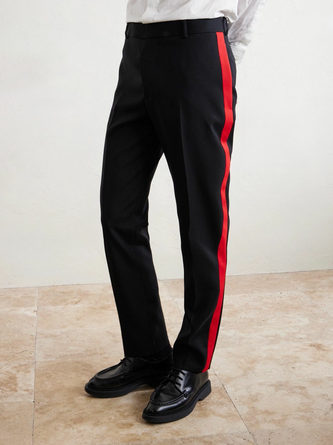 McQueen - Slim-Fit Straight-Leg Pleated Wool Trousers - Black