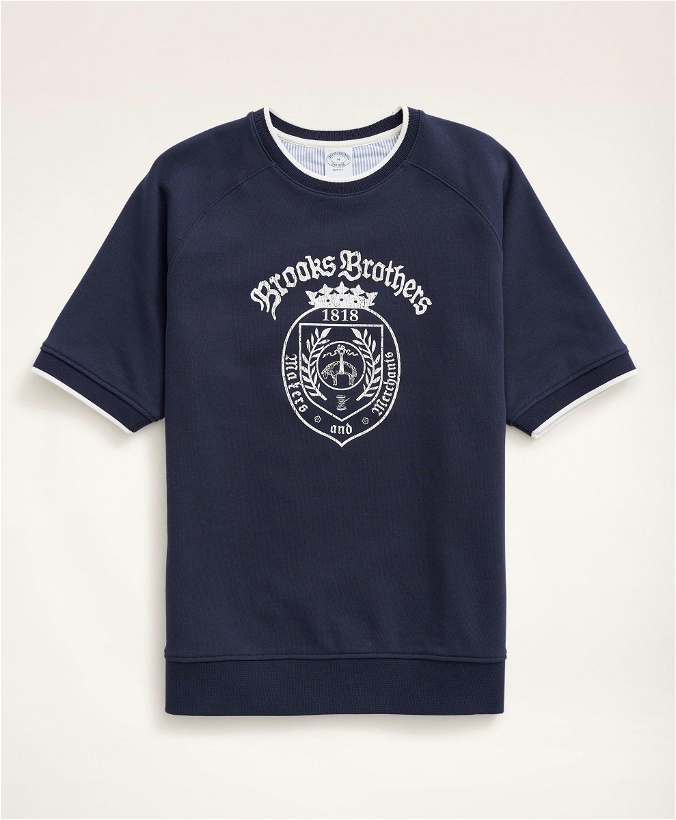 Photo: Brooks Brothers Men's Short-Sleeve Graphic Sweatshirt | Navy