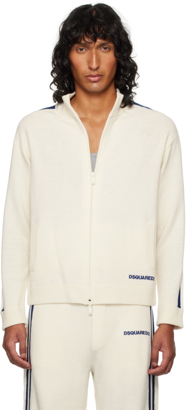 Photo: Dsquared2 Off-White Zipped Sweater