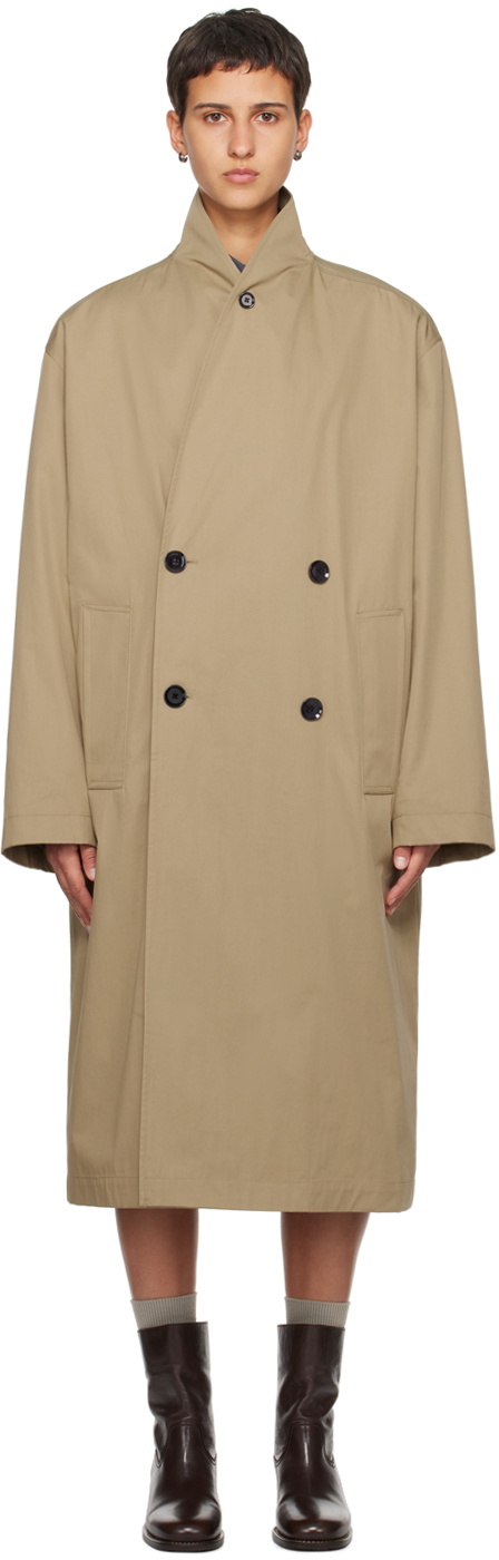 LEMAIRE Beige Wrap Collar Trench Coat Lemaire