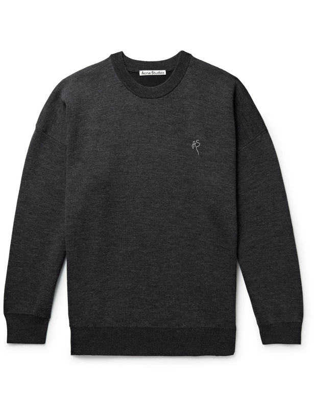 Photo: Acne Studios - Logo-Embroidered Wool-Blend Sweater - Gray