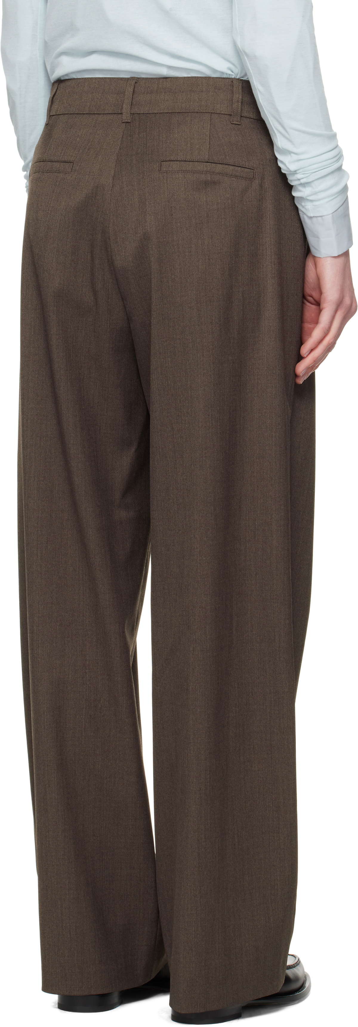 AMOMENTO Brown Wide Tuck Trousers