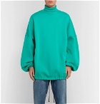 Balenciaga - Oversized Fleece-Back Cotton-Blend Jersey Rollneck Sweatshirt - Men - Turquoise