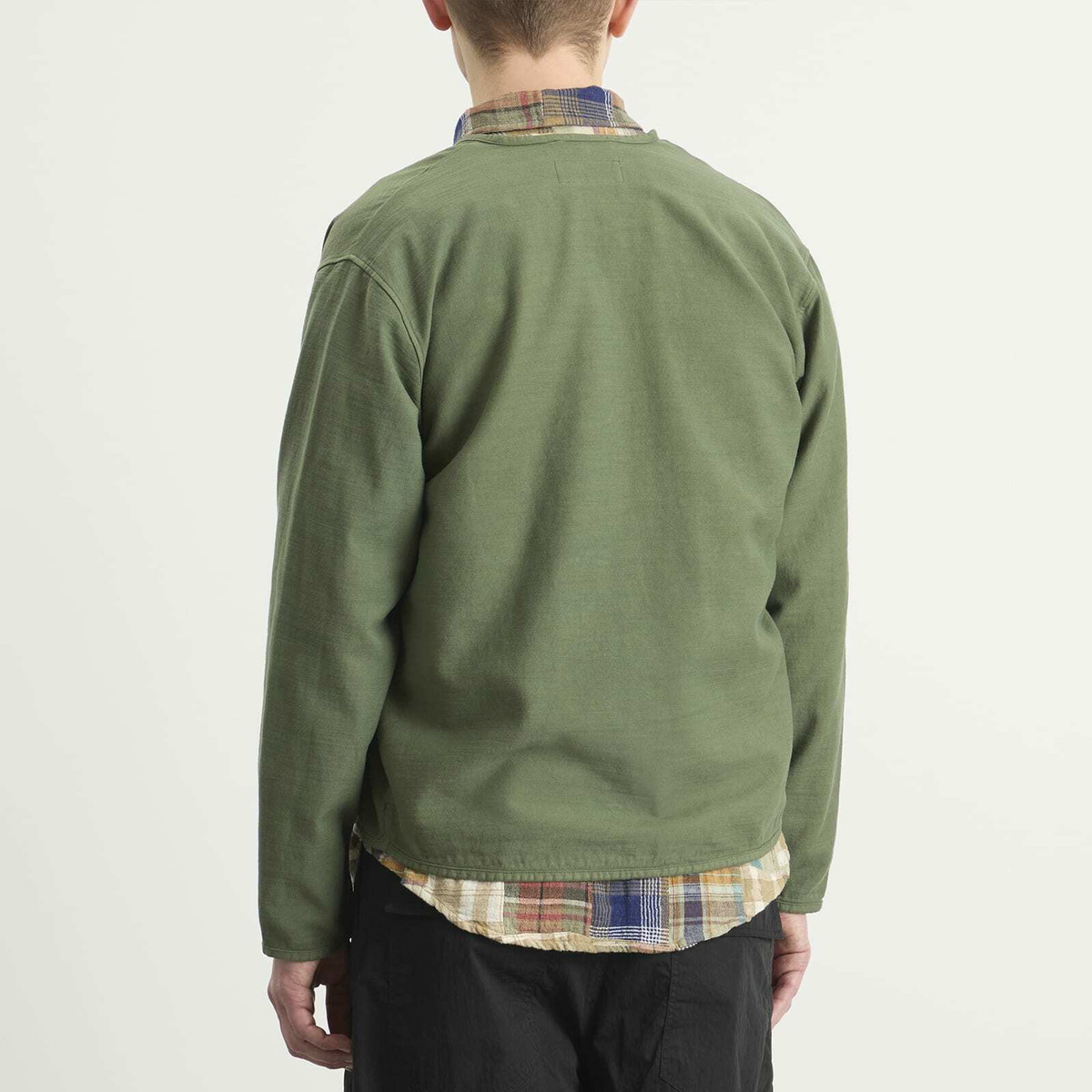 Universal Works Men's Slub Sateen Zip Liner Jacket in Olive
