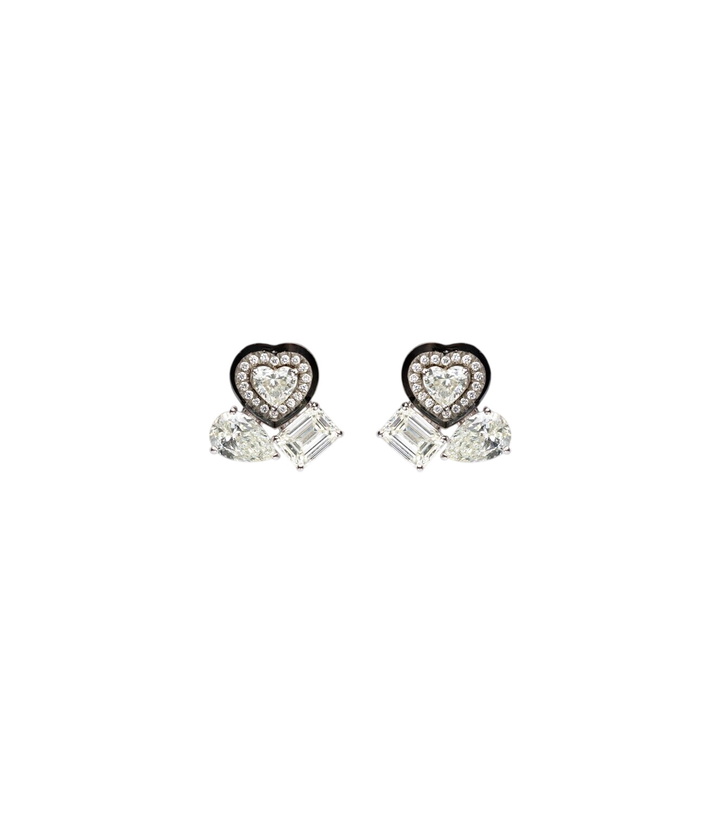 Photo: Kamyen Cluster Heart 18kt white gold earrings with diamonds