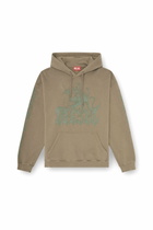 Diesel Treated hoodie with griffin print - Sweaters Mens in Brown