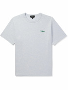 A.P.C. - Logo-Flocked Cotton-Jersey T-Shirt - Blue