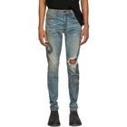 Amiri Indigo Glitter Snake Broken Jeans