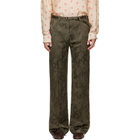 Dries Van Noten Khaki Belted Floral Jacquard Trousers