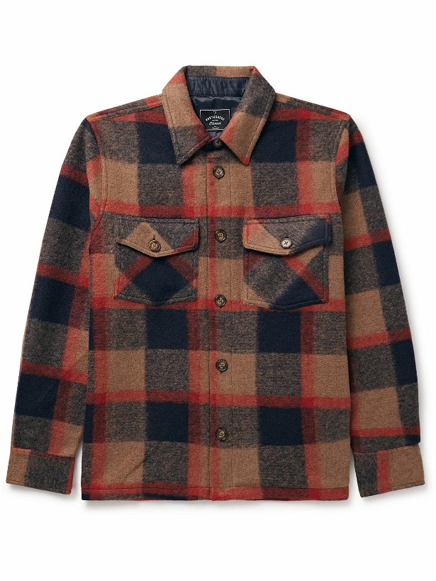 Photo: Portuguese Flannel - Catch Checked Brushed-Fleece Overshirt - Brown