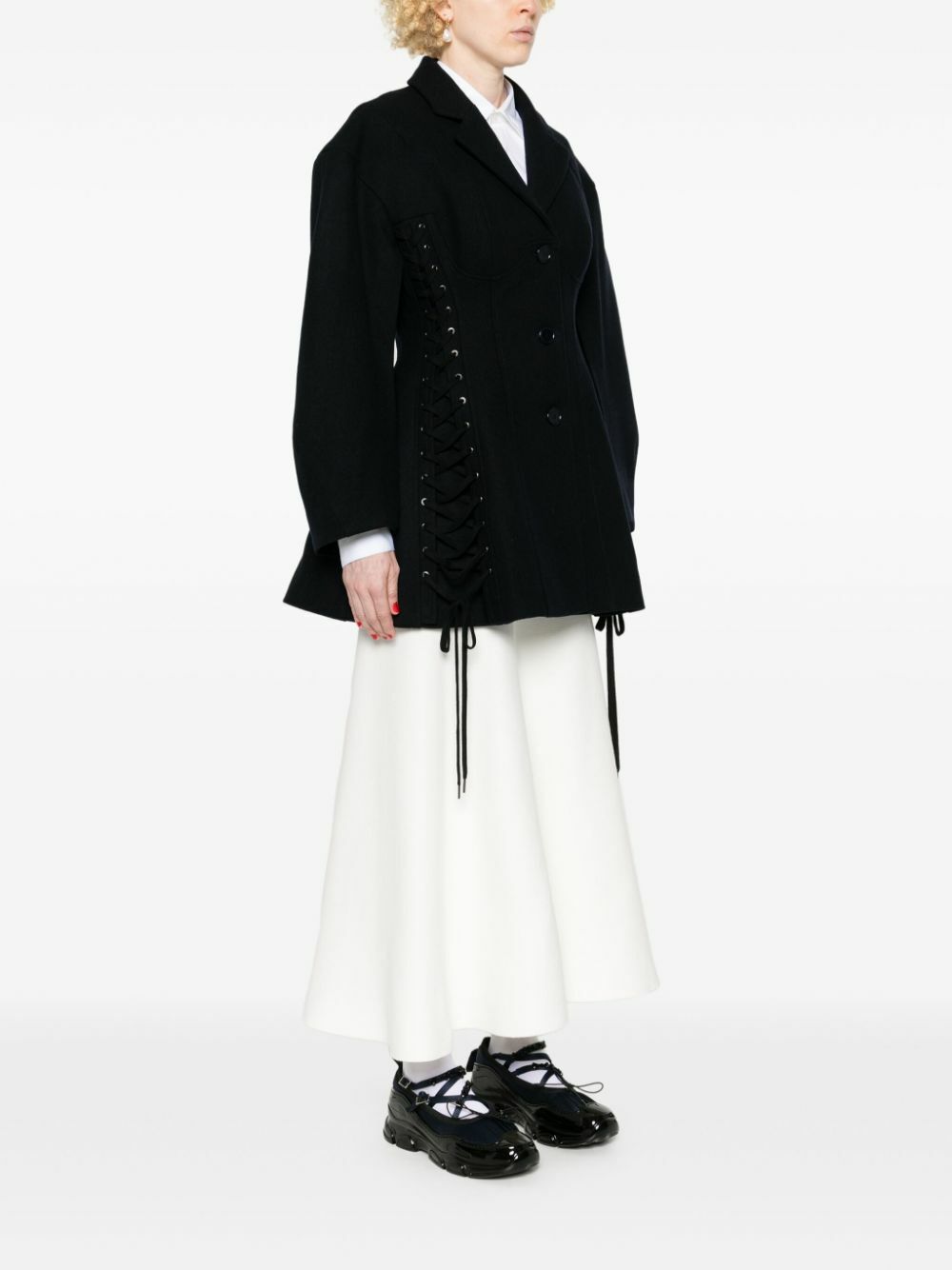 Simone Rocha Blue Lace-Up Corset Blazer Simone Rocha