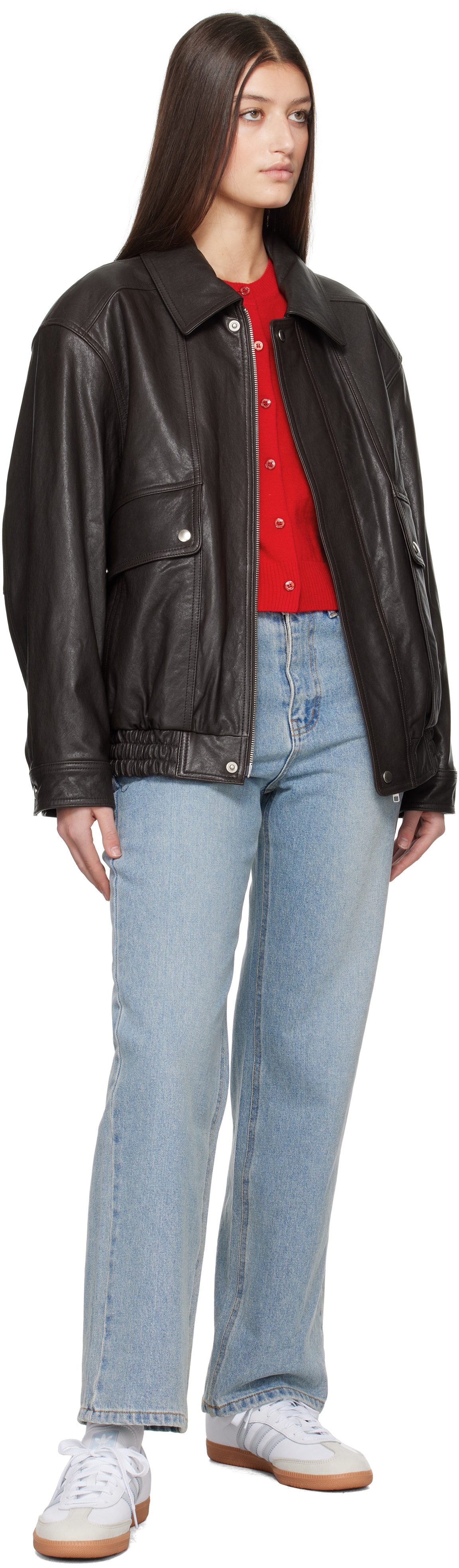 Dunst Brown Oversized Vintage Leather Jacket Dunst