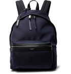 SAINT LAURENT - City Leather-Trimmed Canvas Backpack - Blue