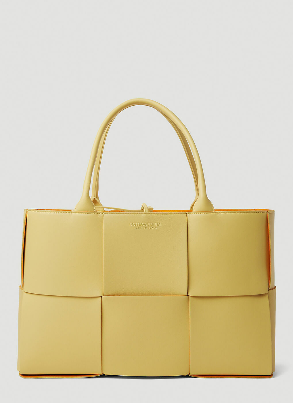 トートバッグ BOTTEGA VENETA Pastel Yellow Leather Candy Arco Handbag Arco Medium Tote Bag in Yellow Bottega Veneta