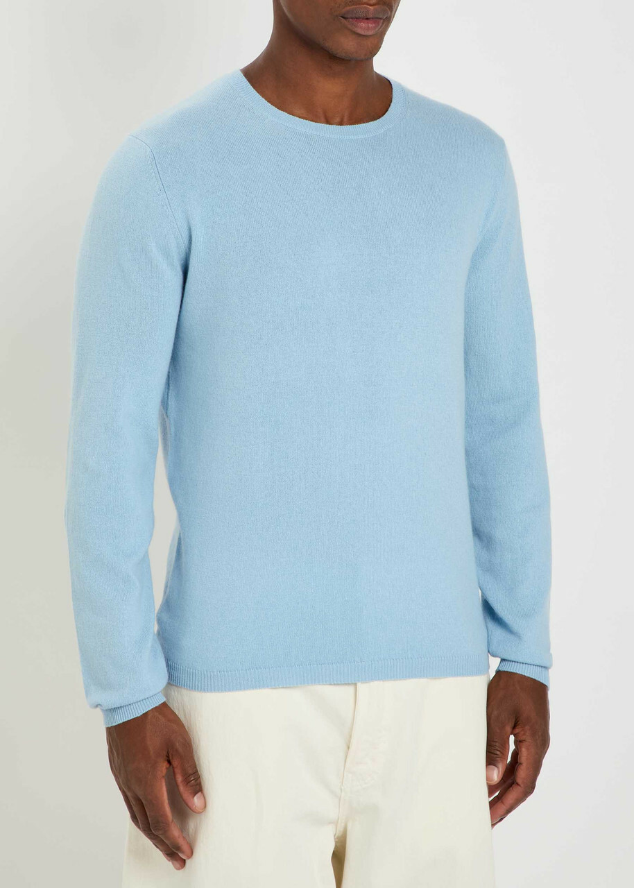 Allude Elbow Patch Cotton and Cashmere-blend Jumper Light Blue