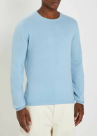 Allude Elbow Patch Cotton and Cashmere-blend Jumper Light Blue