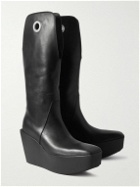 Rick Owens - Kowboy Eyelet-Embellished Leather Platform Boots - Black