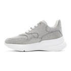 Alexander McQueen Silver and White Tiny Dancer Oversized Runner Sneakers