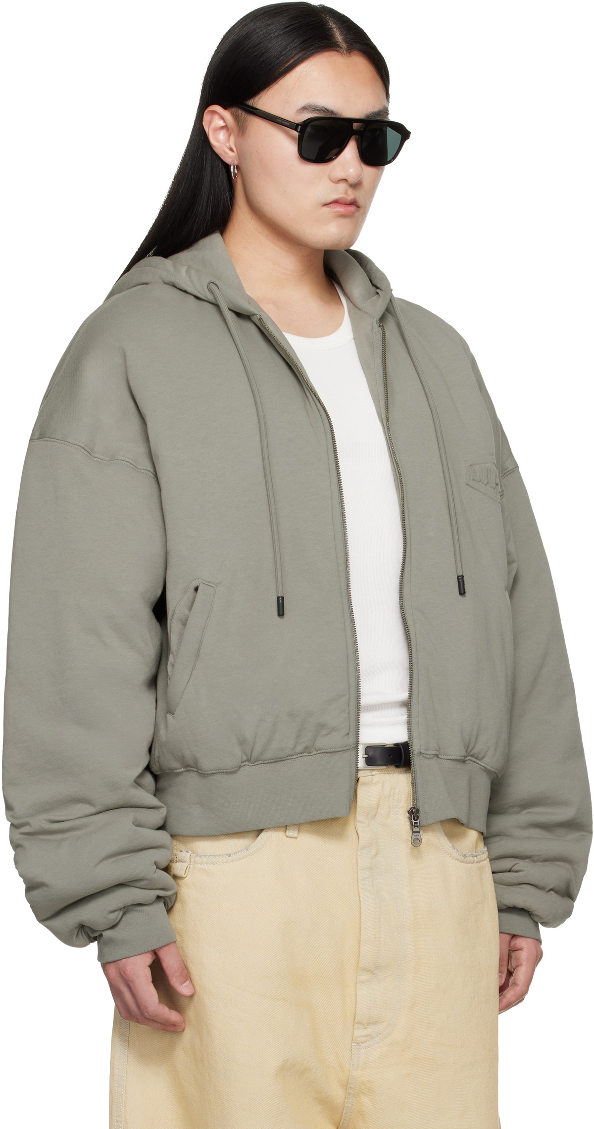LU'U DAN Gray Wadded Hoodie