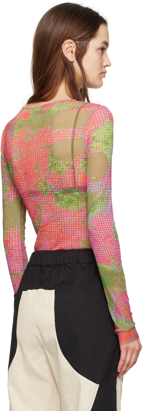 Serapis Pink & Green Graphic Long Sleeve T-Shirt