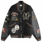 C2H4 Men's x mastermind JAPAN Curvilinear Varsity Jacket in Silent Black