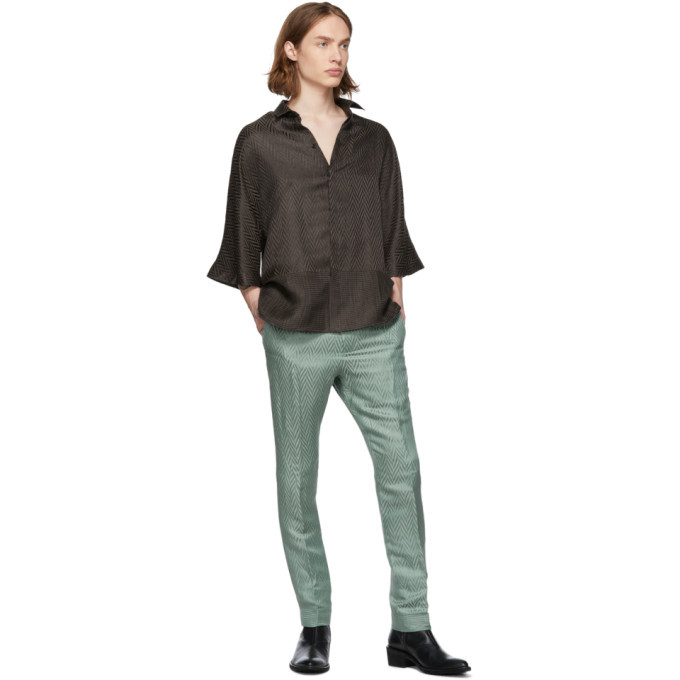 Haider Ackermann Brown Silk Kimono Long Shirt Haider Ackermann