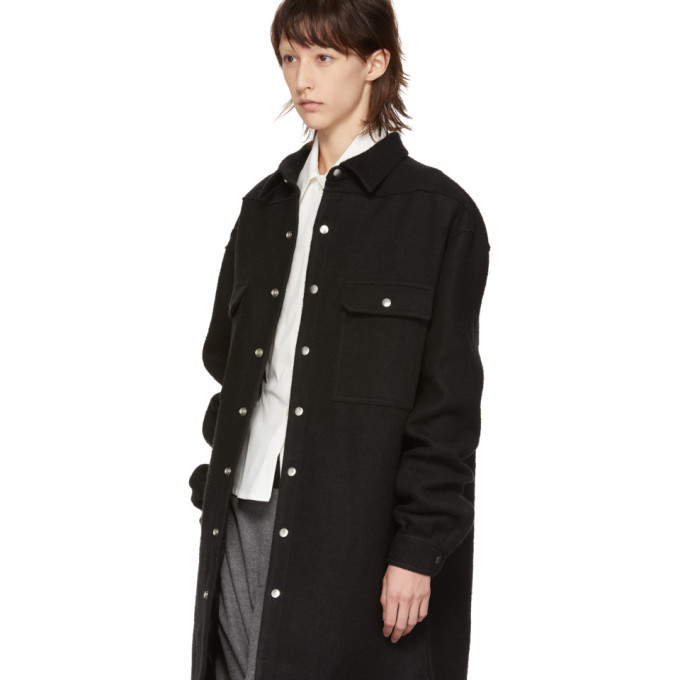 Rick Owens Black Oversized Outershirt Jacket Rick Owens