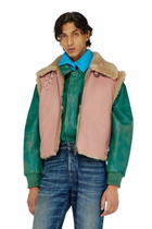 Diesel Shearling leather vest - Leather jackets Mens in Pink