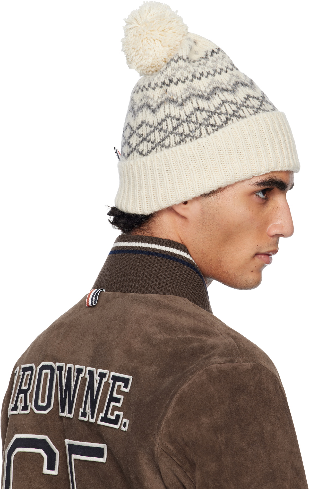 Thom Browne Off-White Fair Isle Jersey Float Jacquard Beanie