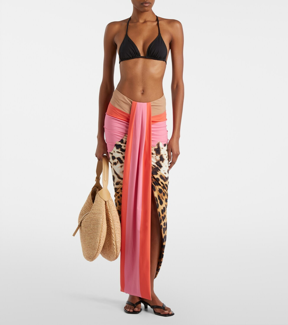 Roberto Cavalli Leopard-print asymmetric maxi skirt