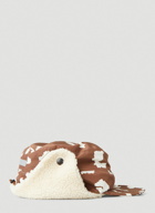 Graphic Motif Flap Hat in Brown