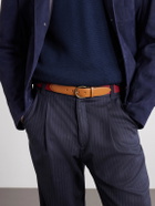 Anderson & Sheppard - 3.5cm Leather-Trimmed Woven Belt - Red