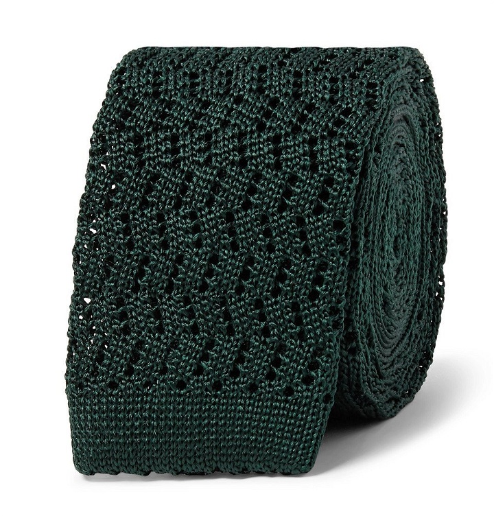 Photo: Rubinacci - 5cm Knitted Silk Tie - Dark green