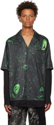 Feng Chen Wang Black & Green Lacquerware Shirt