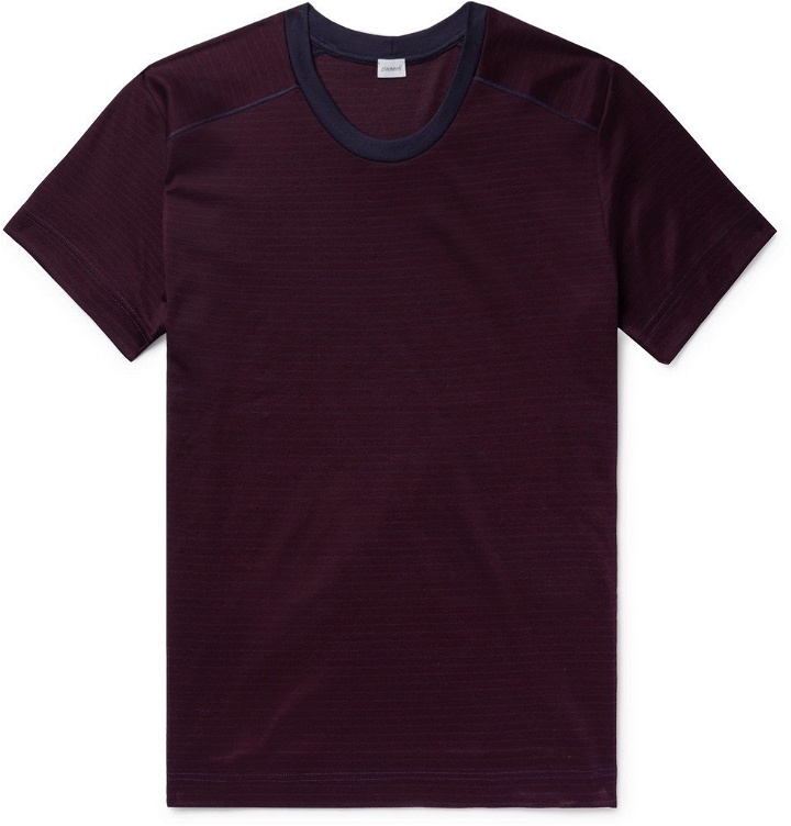 Photo: Zimmerli - Striped Cotton-Jersey T-Shirt - Men - Burgundy