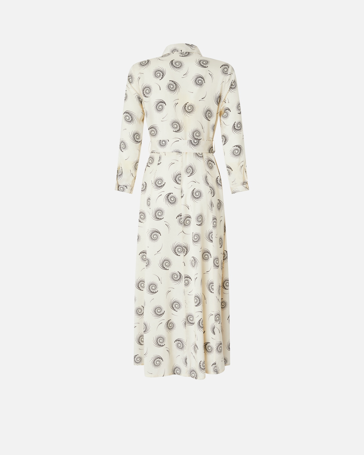 Pinko Long Shirt Dress In Swirl Print Twill Cream/Black