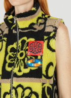 Graphic Sleeveless Fleece Jacket in Beige