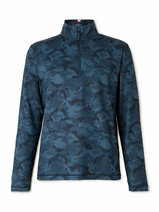 Photo: G/FORE - Camouflage-Print Tech-Jersey Half-Zip Golf Top - Blue