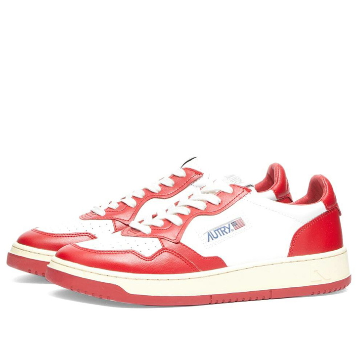 Photo: Autry Men's 01 Low Contrast Sneakers in White/Red