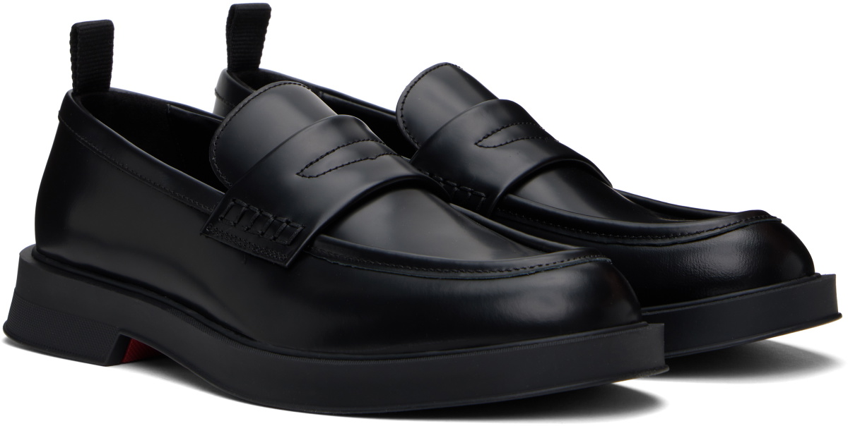 Hugo Black Brush-Off Leather Loafers