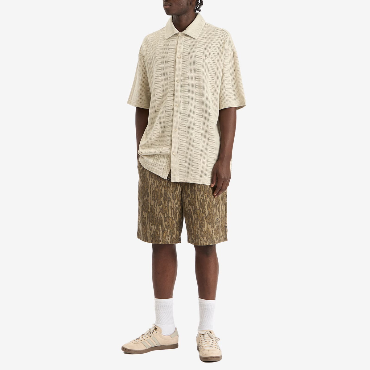 Adidas Men's Summer Knit Shooting Long-Sleeve Top in Putty Grey/Wonder White