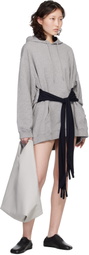 MM6 Maison Margiela Gray Hooded Glove Sweatshirt Minidress