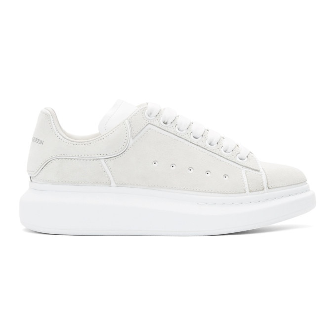 Photo: Alexander McQueen White and Grey Suede Paneled Oversized Sneakers