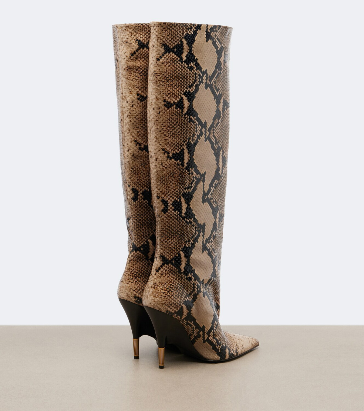 Khaite Bella snake-effect leather knee-high boots