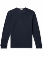 Onia - Waffle-Knit Cotton-Blend Henley T-Shirt - Blue
