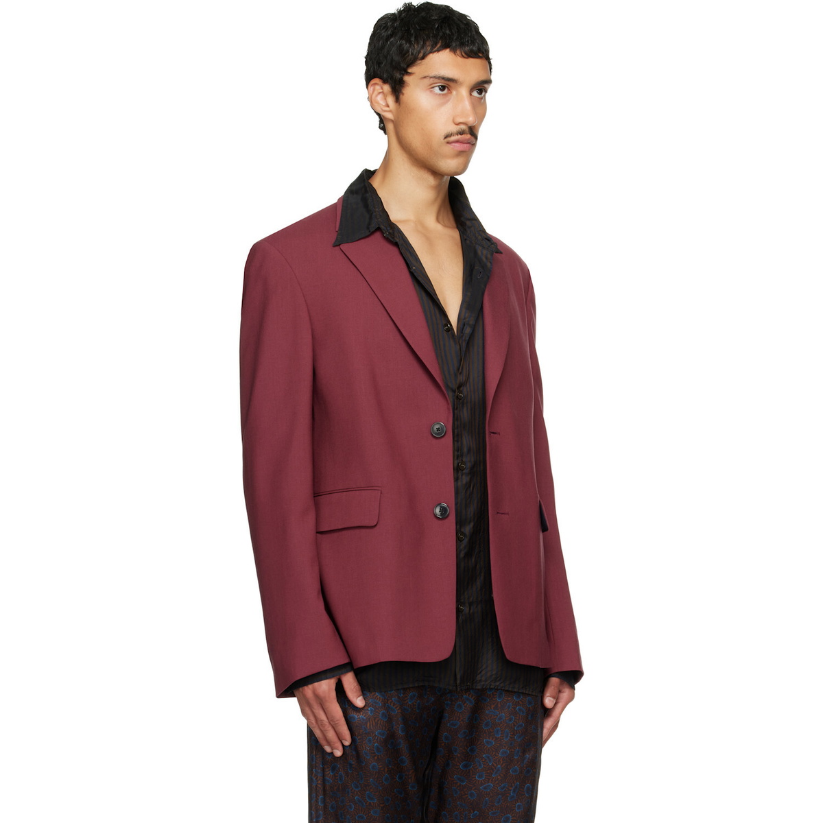 Dries Van Noten Burgundy Wool Blazer