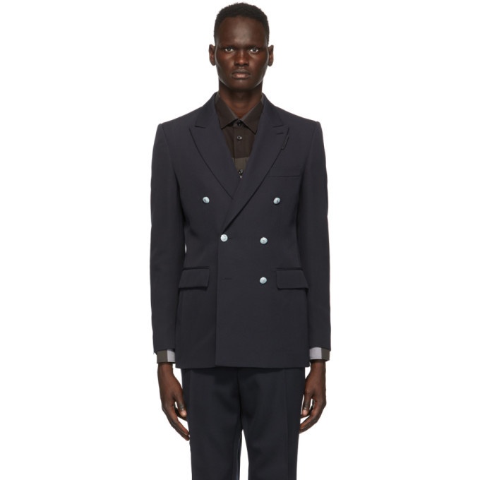 Photo: Burberry Navy Wool Double-Breasted English Blazer