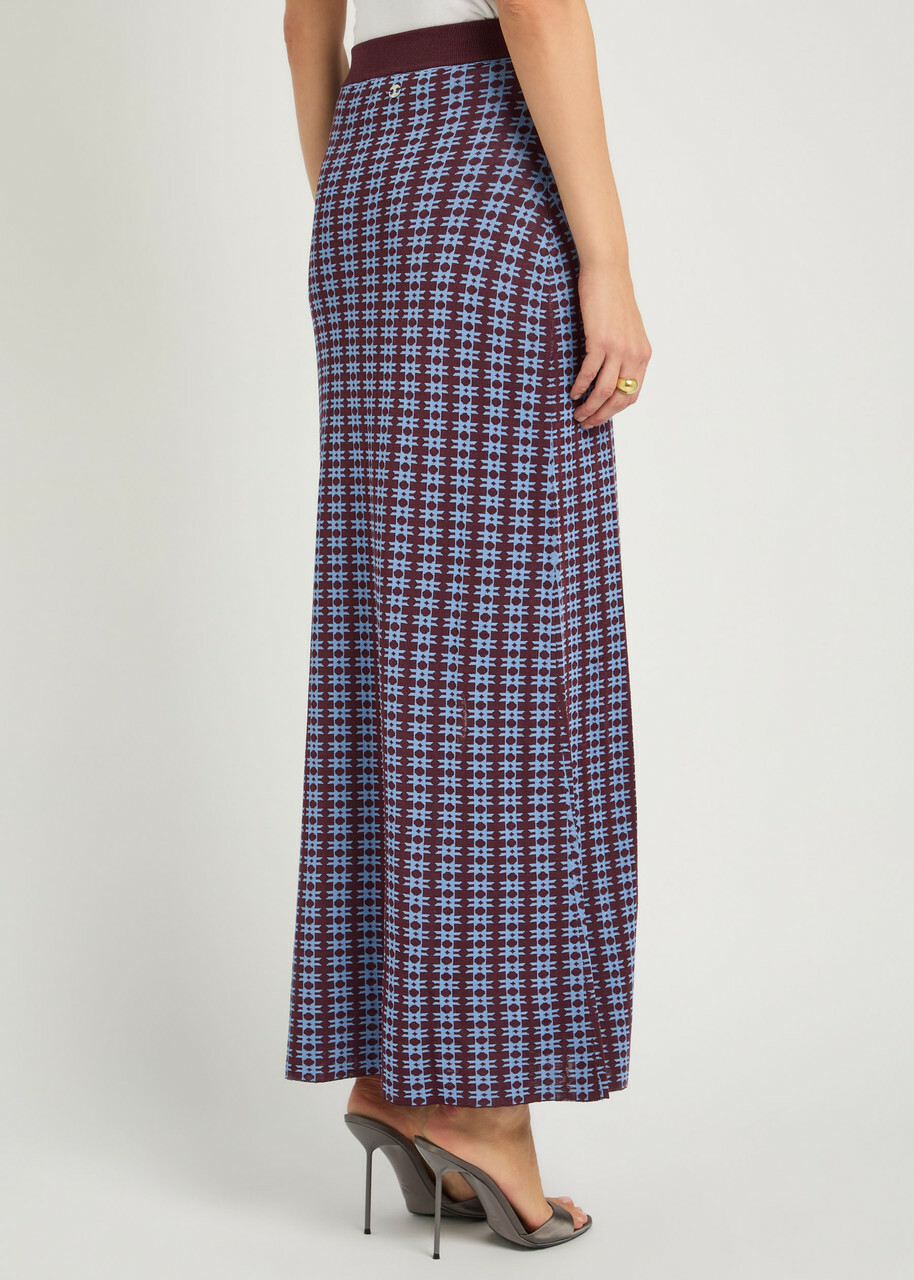 Rabanne Patterned Fine-knit Midi Skirt Blue